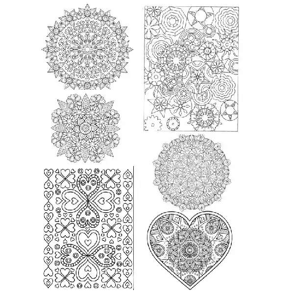 Mandalas Paginas Para Colorear X6 Unidades En Papel Normal Set #1