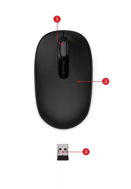 Mouse Inalámbrico Microsoft Wireless Mobile Mouse 1850 Negro