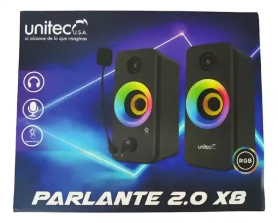 Parlante 2.0 X8 Unitec Gaming Negro