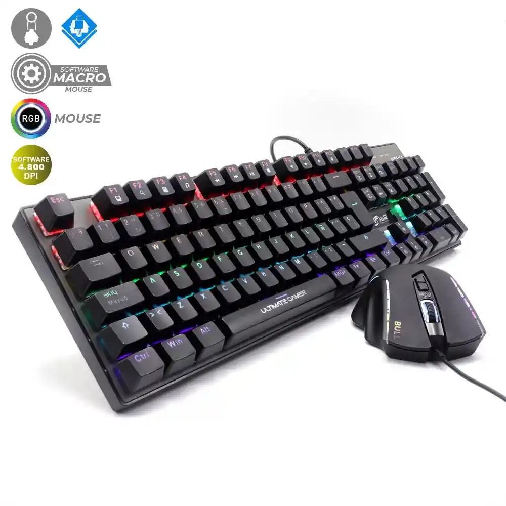 Combo Gamer Mecánico Bull Teclado - Mouse Ctmgjr-017