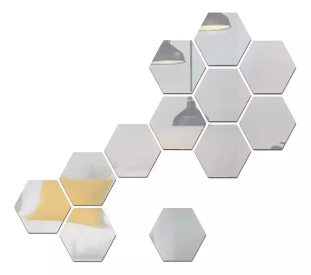 Espejo Decorativo X12 Unidades Hexagonal 18 Cm