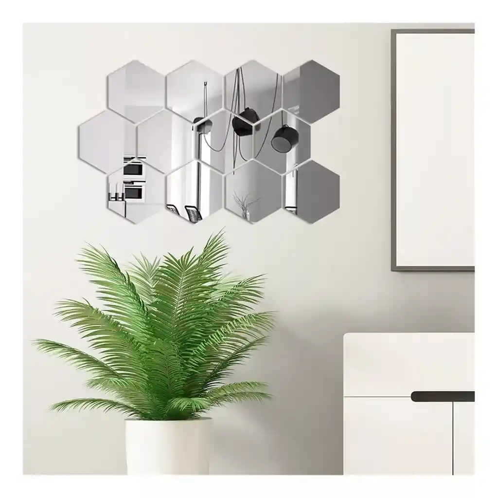 Espejo Decorativo X12 Unidades Hexagonal 18 Cm