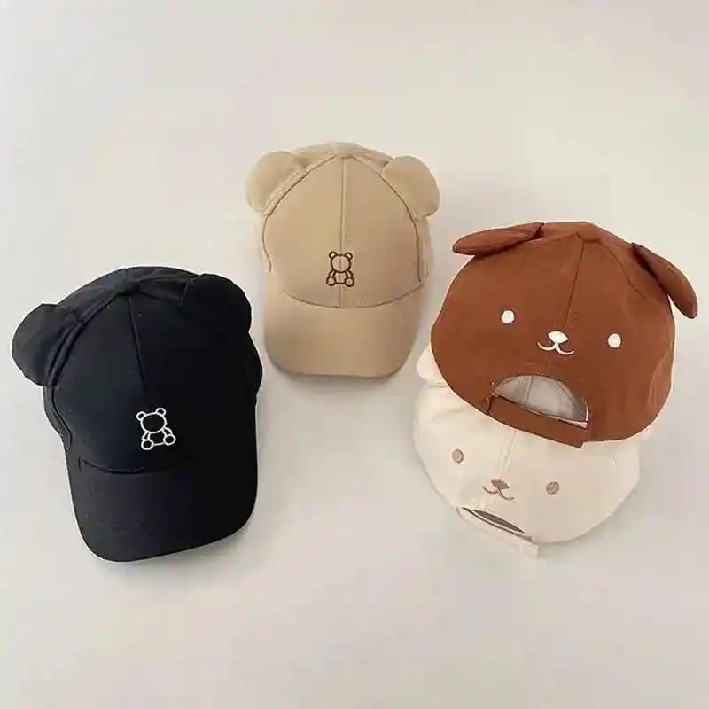 Gorra Sombrero De Sol Para Bebes Y Niños Osito Sol Playa Negro