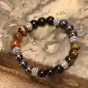 Pulsera Cuarzo Ojo De Tigre - Piedra Onix- Hematita #8