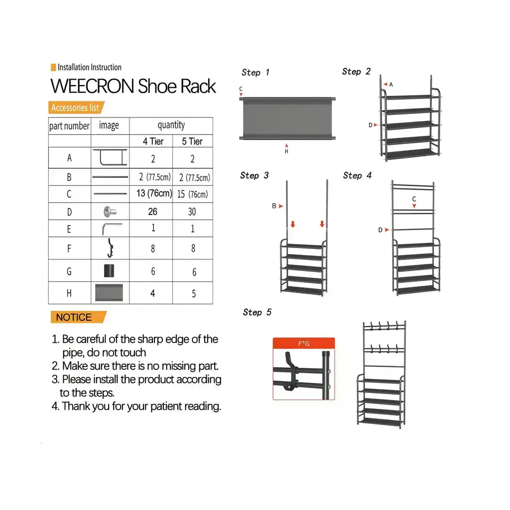 Organizador Multifuncional Rack Zapatero Perchero 4 Niveles