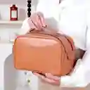 Bolsa De Maquillaje Con Doble Cremallera De Cuero Café O Negro