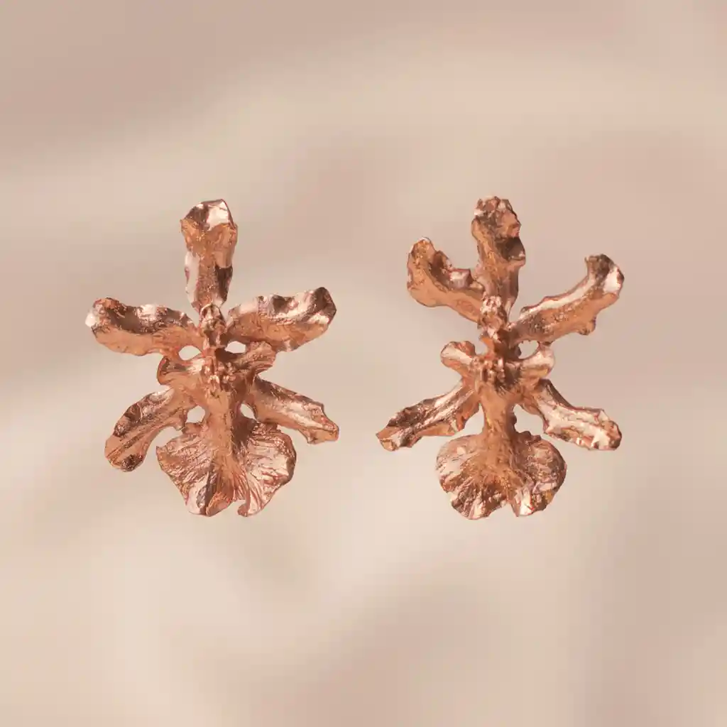Aretes Topo Orquidea Chocolate