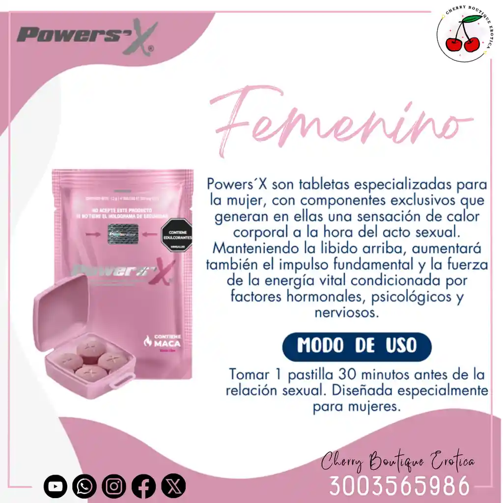 Powers´x Femenino X 12 Pastilas.