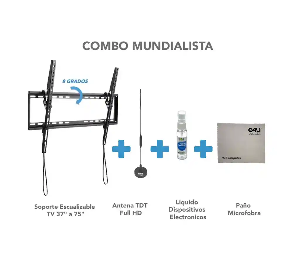 Base Escualizable Para Tv De 37"a 75"+ Antena Para Tdt + Kit De Limpieza