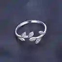 Anillo Ajustable Para Mujer Hoja Olivo Fabricado En Plata