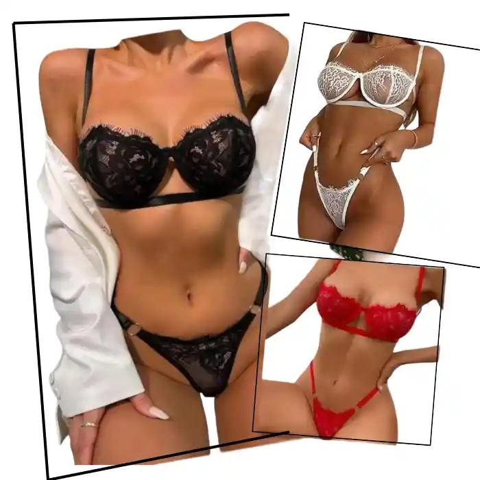 *3 Conjunto Lenceria Para Mujer Sexy Erótica 3 Colores Diferentes