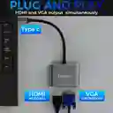 Usb C Hub Adapter 2 In 1, 4k, Hdmi, Vga