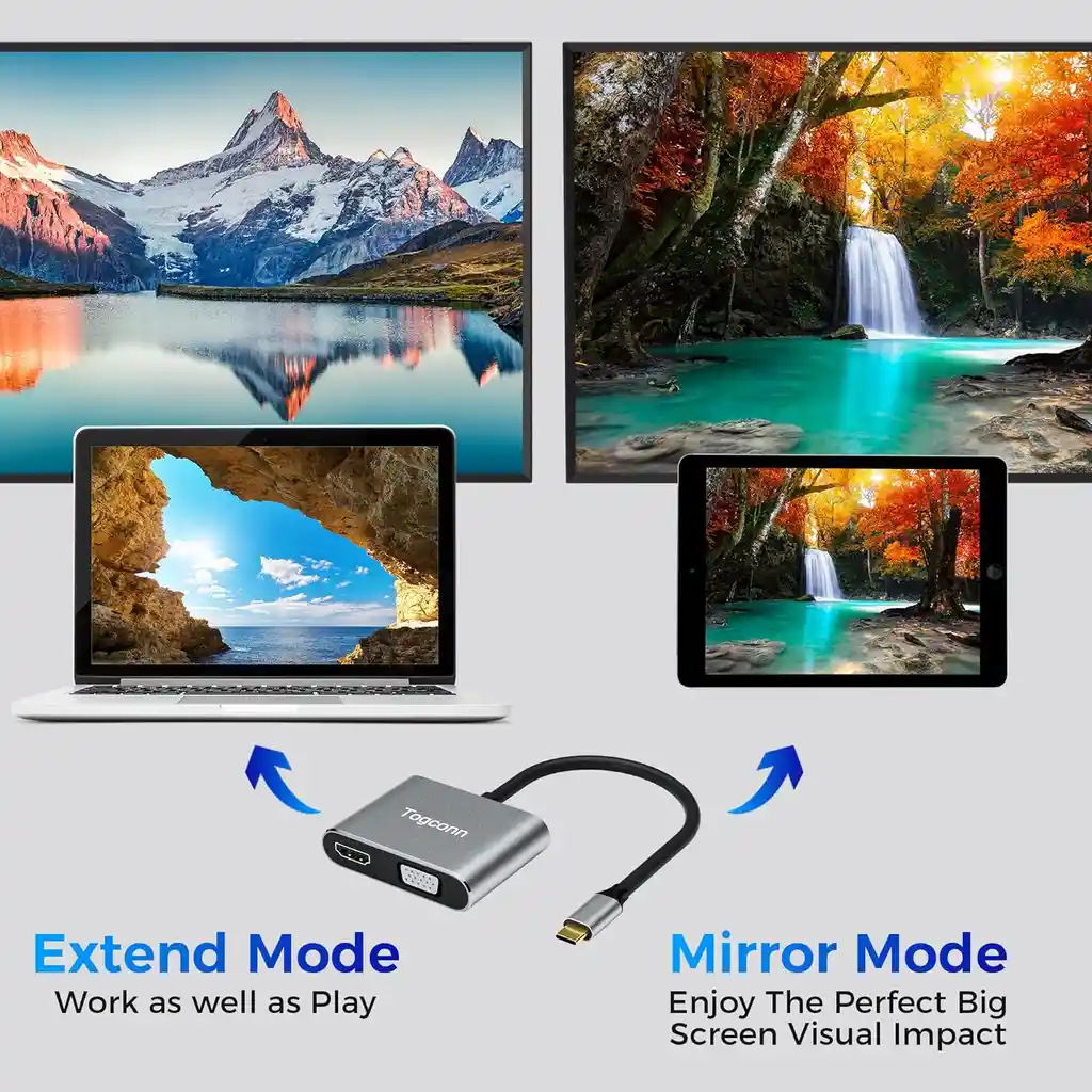 Usb C Hub Adapter 2 In 1, 4k, Hdmi, Vga