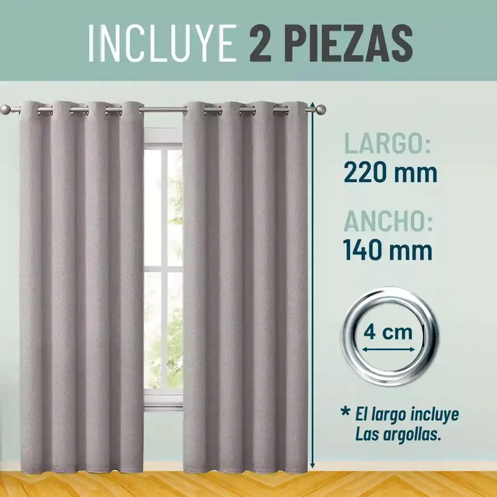 Cortinas Blackout 100% Casatua 2paños 140x220 Lino Doble Faz