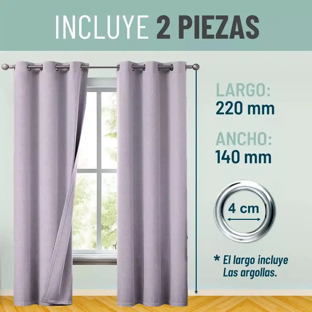 Cortinas Blackout 100% Casatua 2paños 140x220 Lino Doble Faz