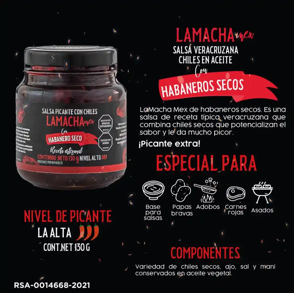 Lamacha Mex Habaneros Secos, Picante Nivel Alto