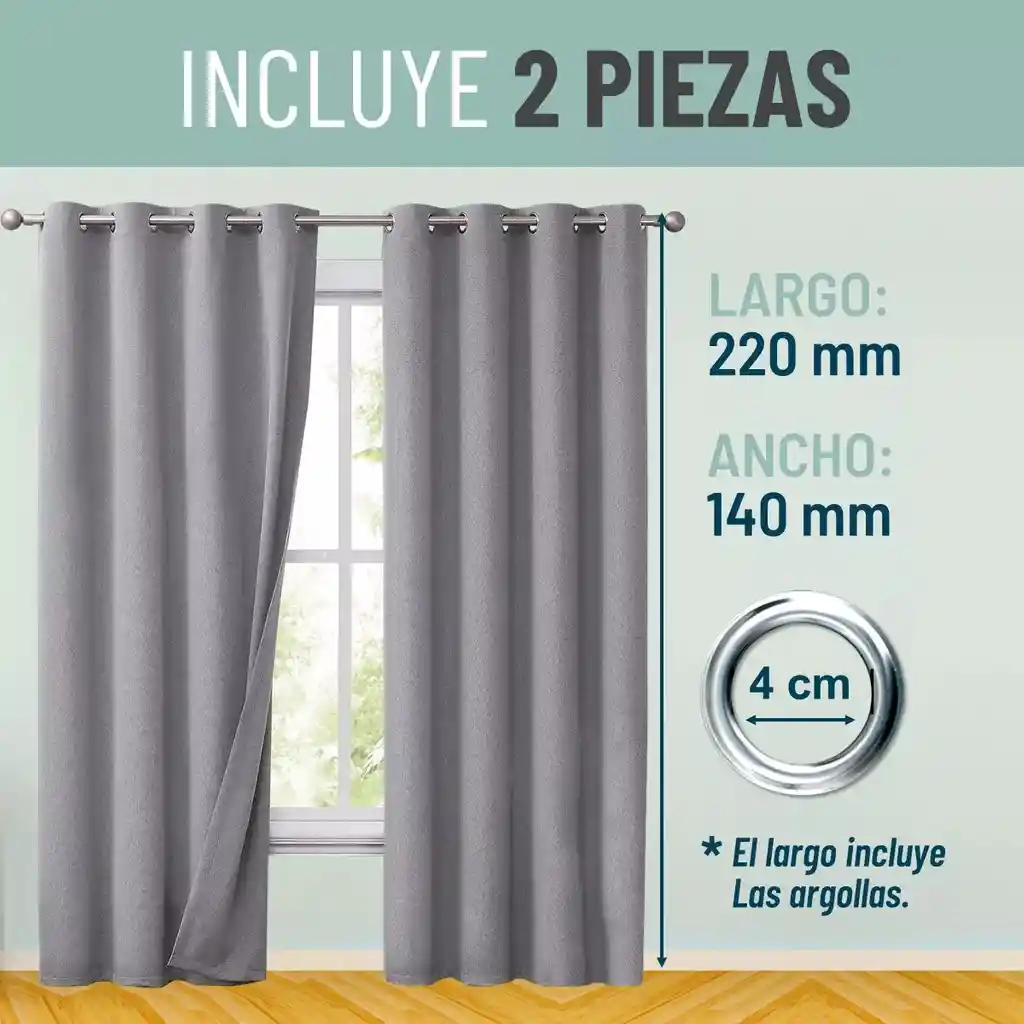 Cortinas Blackout 100% Casatua 2paños 140x220 Lino Doble Faz