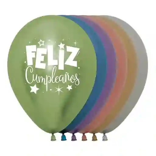 Globos Bombas R-12x12 Latex Redondo 2 Caras Feliz Cumpleaños Fantasia Reflex Surtido Marca Sempertex