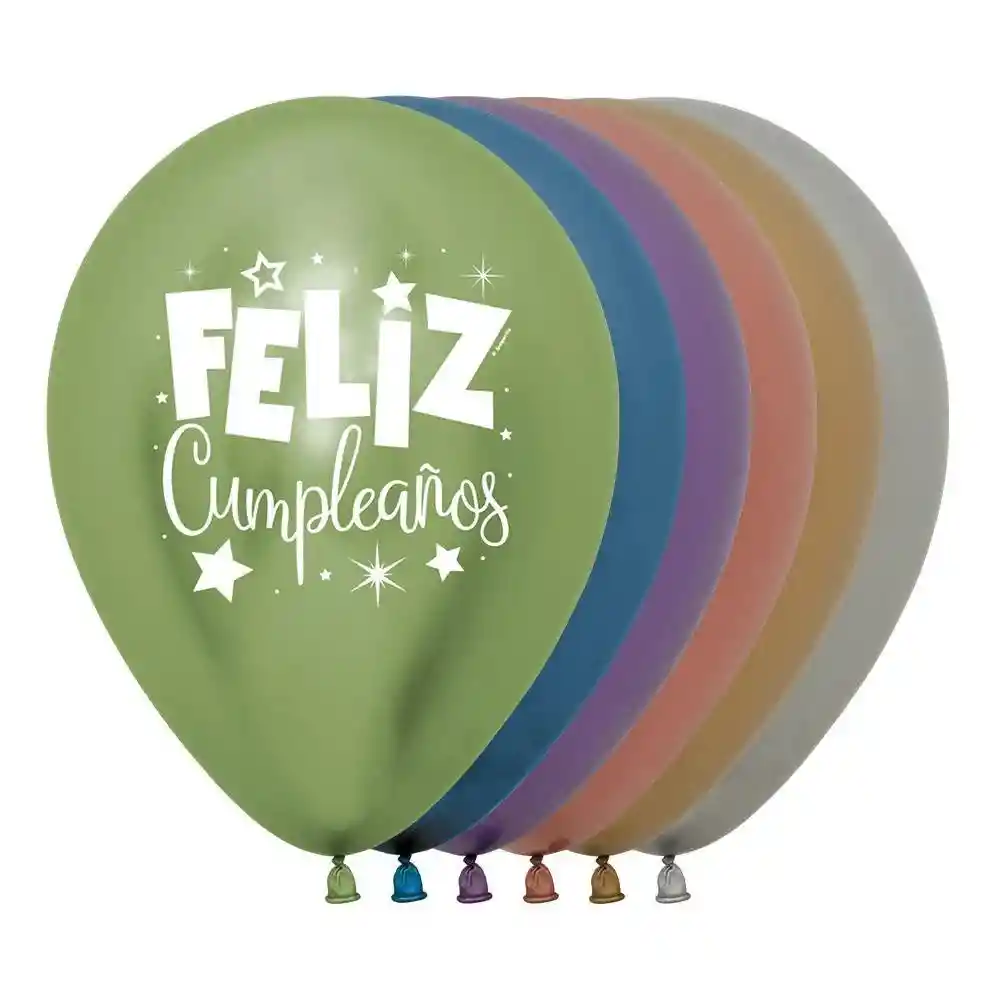 Globos Bombas R-12x12 Latex Redondo 2 Caras Feliz Cumpleaños Fantasia Reflex Surtido Marca Sempertex