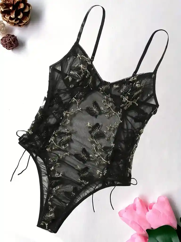 Bodie Bordado Tejido Body Lenceria Mujer Talla L
