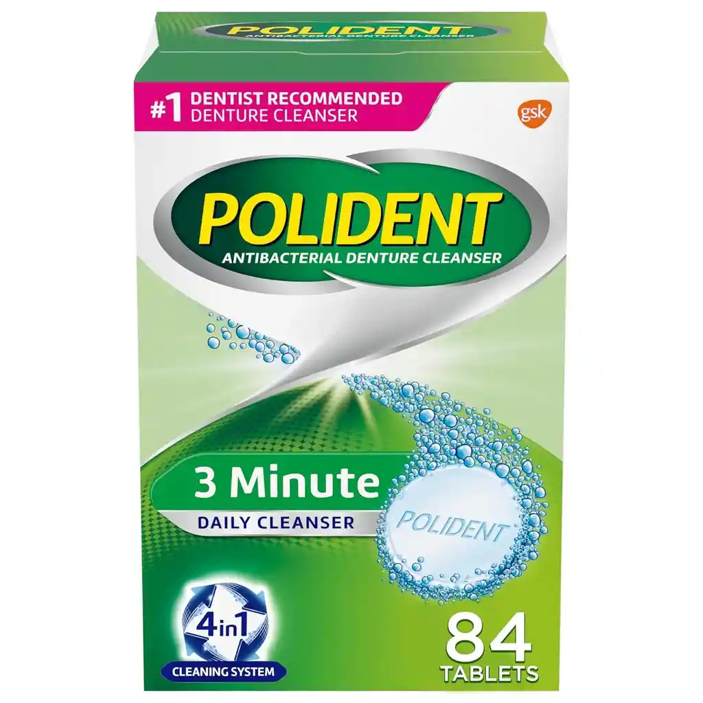 Polident Limpiador De Dentadura Postiza 3 Minutos - 84 Tabletas