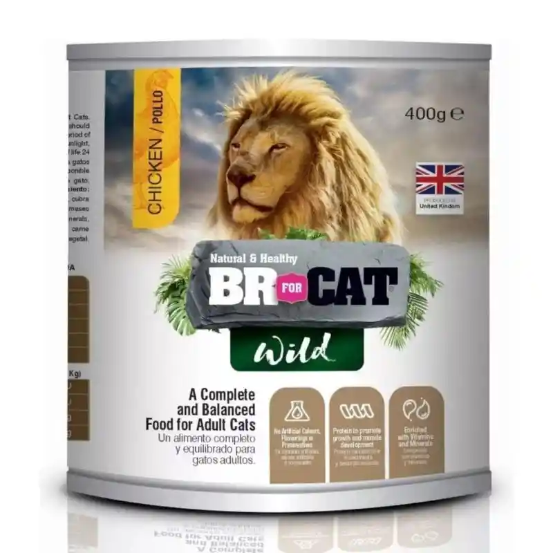 Alimento Lata Br For Cat Wild Chicken X 400g