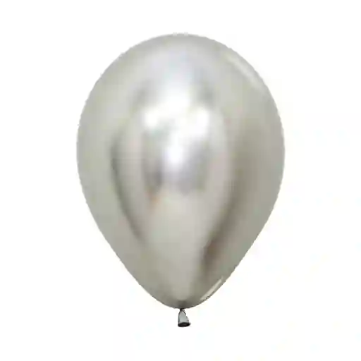 Globos Bombo R-12x12 Latex Redondo Reflex Plata Marca Sempertex