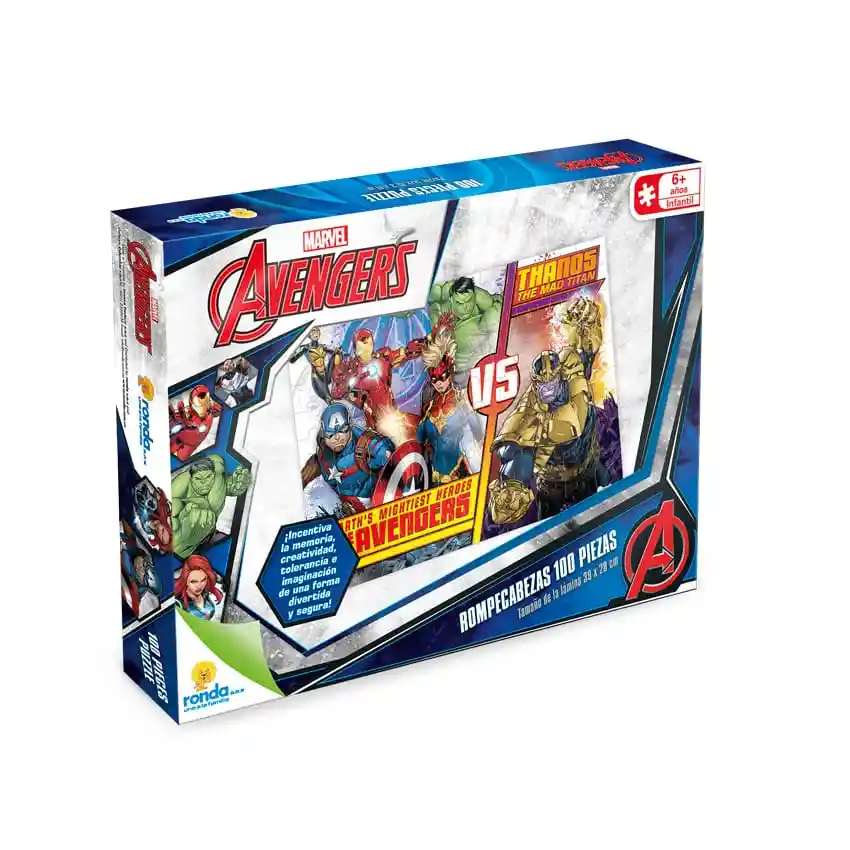 Rompecabezas Juego De Mesa Marvel Avengers X100 Piezas Ronda