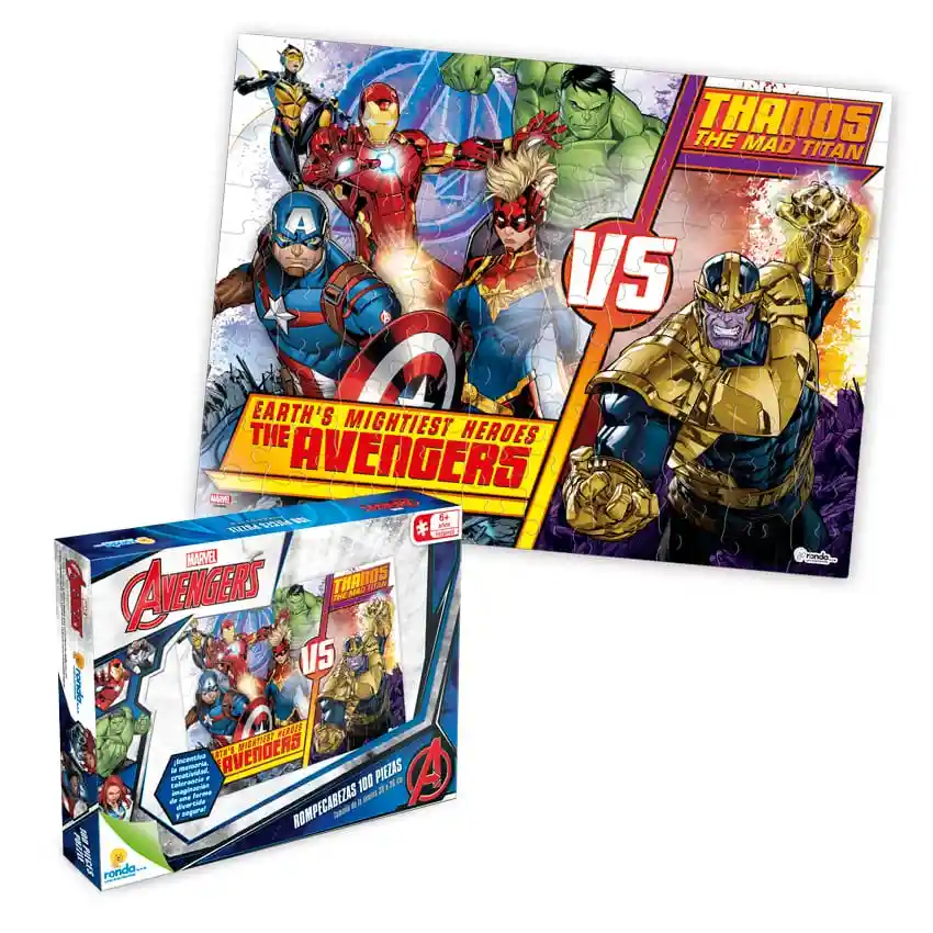 Rompecabezas Juego De Mesa Marvel Avengers X100 Piezas Ronda