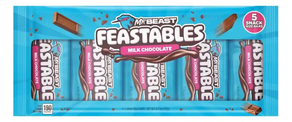 Mr Beast Feastables Chocolatina Milk Chocolate 35g X 5 Unidades