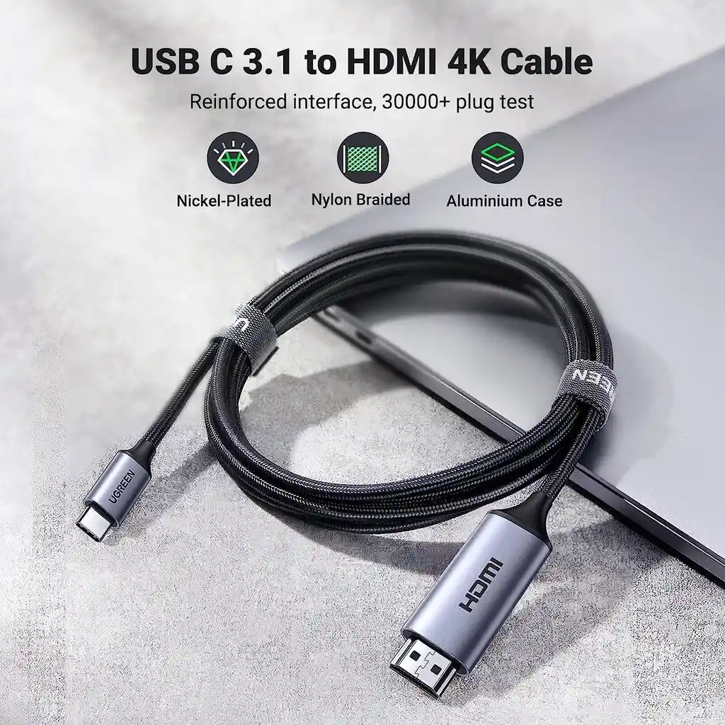 Adaptador De Tipo C A Hdmi Macho Cable 2 Metros 4k 60hz