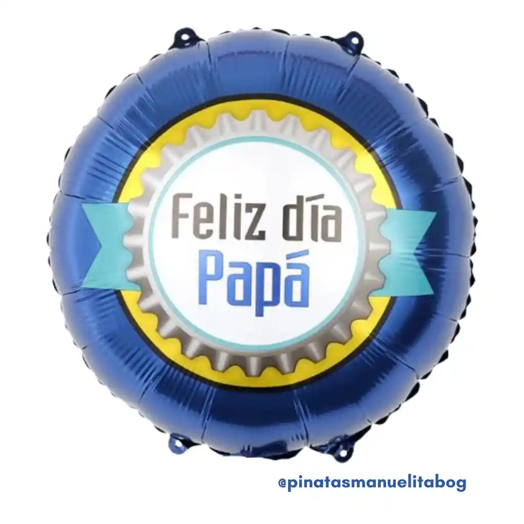 Globo Metalizado Feliz Dia Papa Azul Inflado Con Helio