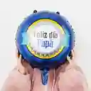 Globo Metalizado Feliz Dia Papa Azul Inflado Con Helio