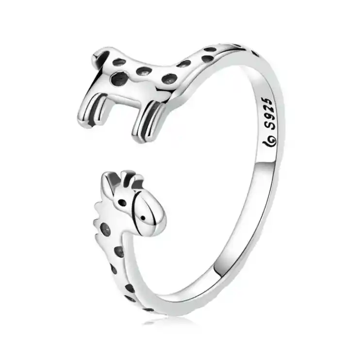 Anillo Ajustable Jirafa Para Mujer En Plata 925