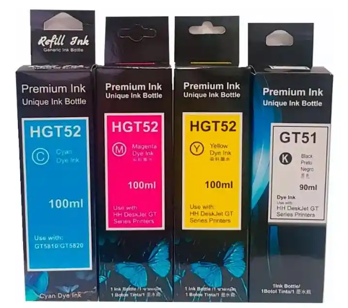 Kit De Tintas Genericas Gt51 Gt52 Para Hp 115/315/415/530/615/720