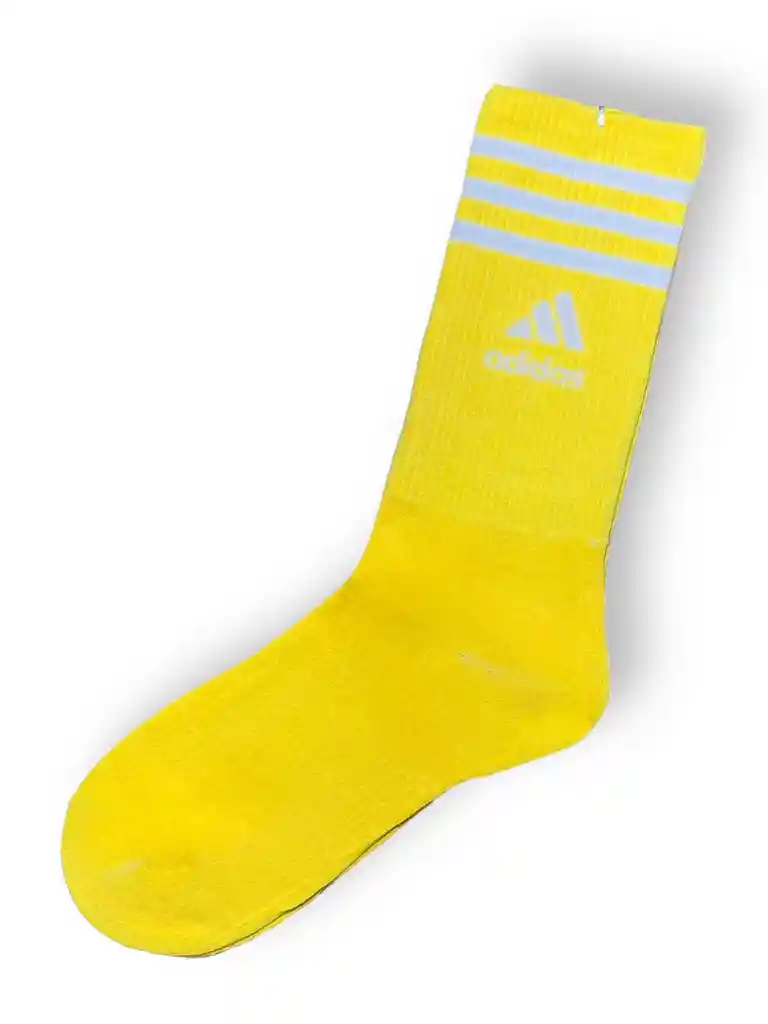 Media Extra Larga Deportiva Única Talla Tipo Adidas, Color Amarillo, Estirable Extralarga