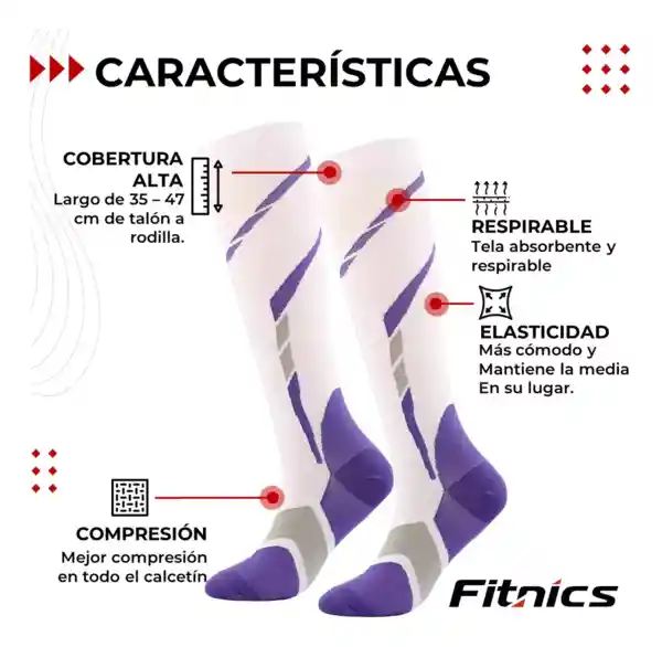 Medias De Compresion Fitnics 20-30 Mmhg Set X 3 - L/xl