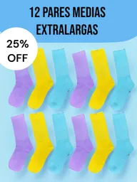 12 Pares De Medias Extra Largas Deportivas Única Talla Tipo Varias Marcas, Colores Pastel, Estirables Extralargas