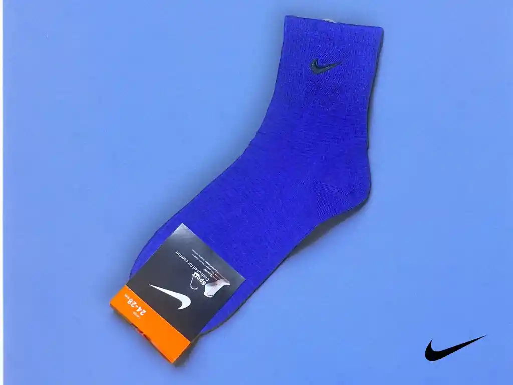 Medias Media Caña Deportiva Única Talla Calcetín Color Azul Tipo Nike Calcetín Estirable