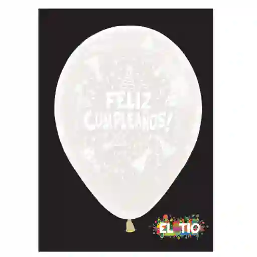 Bomba Globo Biodegradable De Latex Cristal Con Gorritos Feliz Cumpleaños