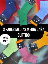 3 Pares De Medias Media Caña Deportiva Única Talla, Calcetines De Colores Varios, Colores Solidos, Tipo Varias Marcas , Calcetín Estirable