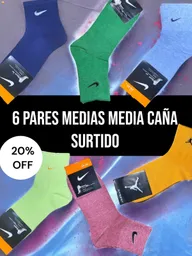 6 Pares De Medias Media Caña Deportiva Única Talla, Calcetines De Colores Varios, Colores Solidos, Tipo Varias Marcas , Calcetín Estirable