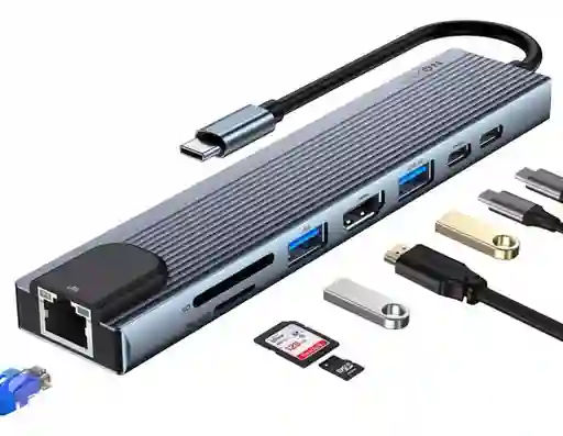 Hub Adaptador Usb Tipo C 8 En 1 Linkon Macbook Windows