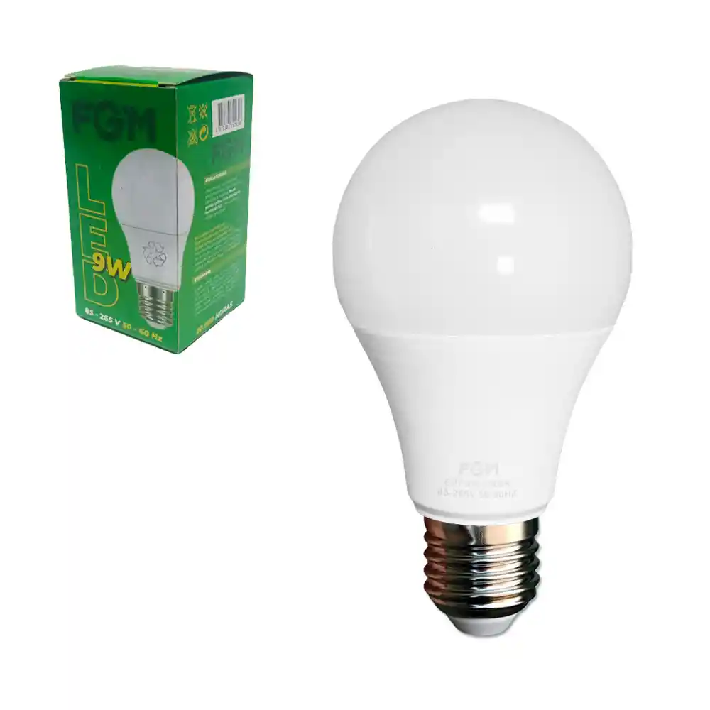 Bombillo Led Tipo Bulbo 9w Multivoltaje 85v/265v – E27 – 6500k 850lumen – Luz Fría. Fgm