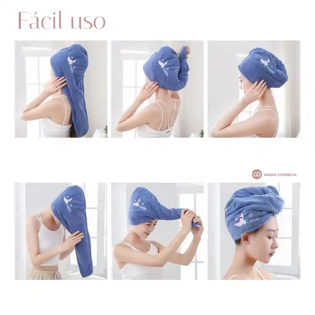 Gorro Turbante Toalla De Secado Rápido De Cabello Anti Frizz