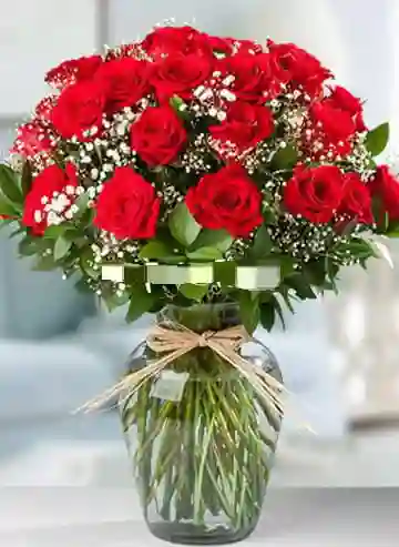 Rosas Con Jarrón, Para Cumpleaños, Amor Y Amistad, Aniversario, Feliz Dia, Día De La Madre, De La Mujer