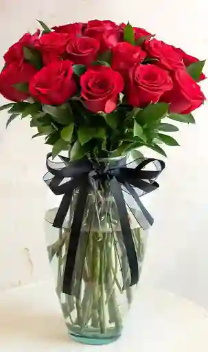 Jarrón De Rosas Rojas Elegante, Para Cumpleaños, Aniversario, Feliz Dia, Amor Y Amistad, De La Madre, De La Mujer