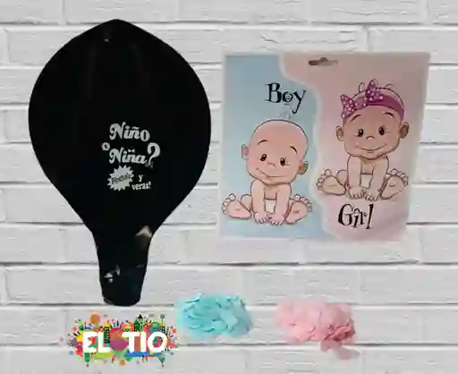 Bomba Globo Revelacion De Sexo Negra Niño O Niña Con Confetti R36