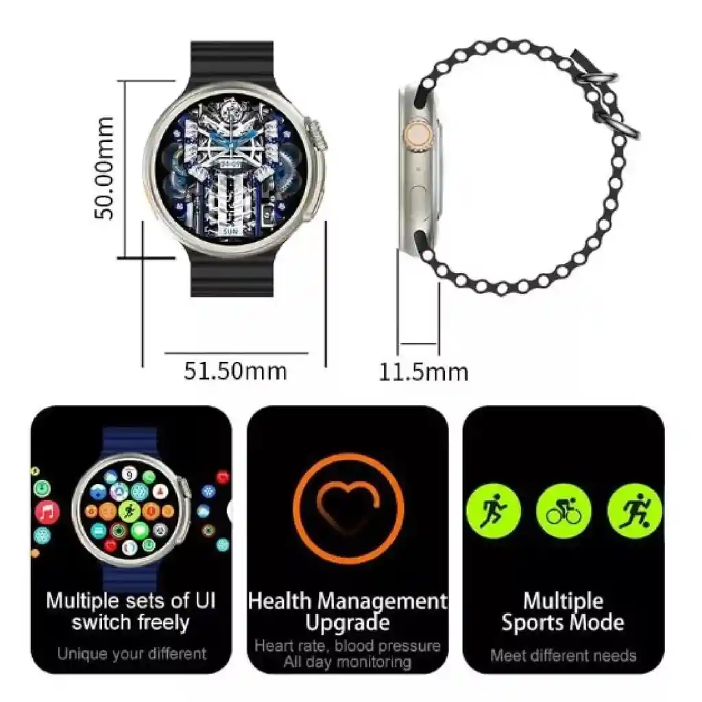 Smart Watch Reloj Inteligente Z78 Ultra Multi Funciones Color De La Caja Plateado