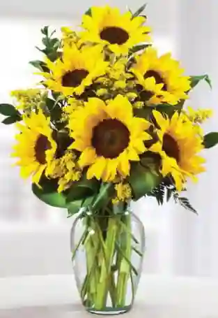 Jarrón Con Girasoles, Para Feliz Cumpleaños, Amor Y Amistad, Aniversario, De La Mujer, De La Madre